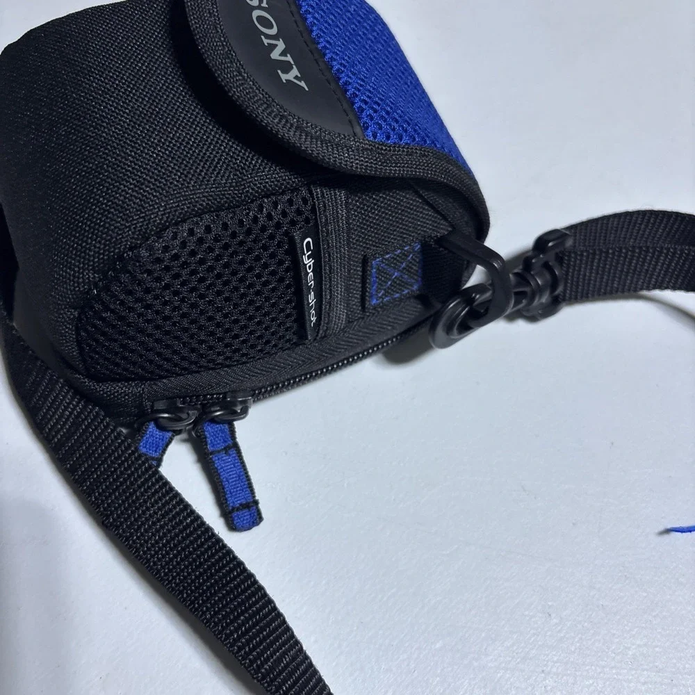 Sony Cybershot Digital Camera Padded Case Blue & Black Carry Strap & Belt Loop
